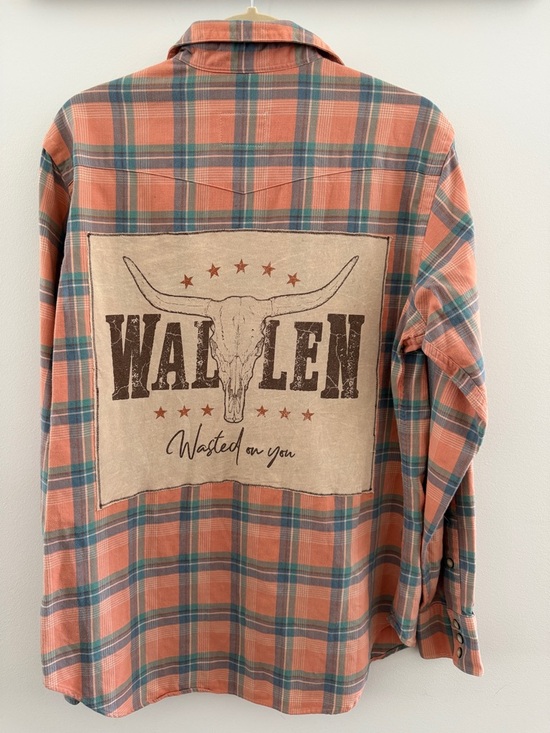 Ralph Lauren Tops - Ralph Lauren Orange Plaid Western Patch Flannel Shirt
